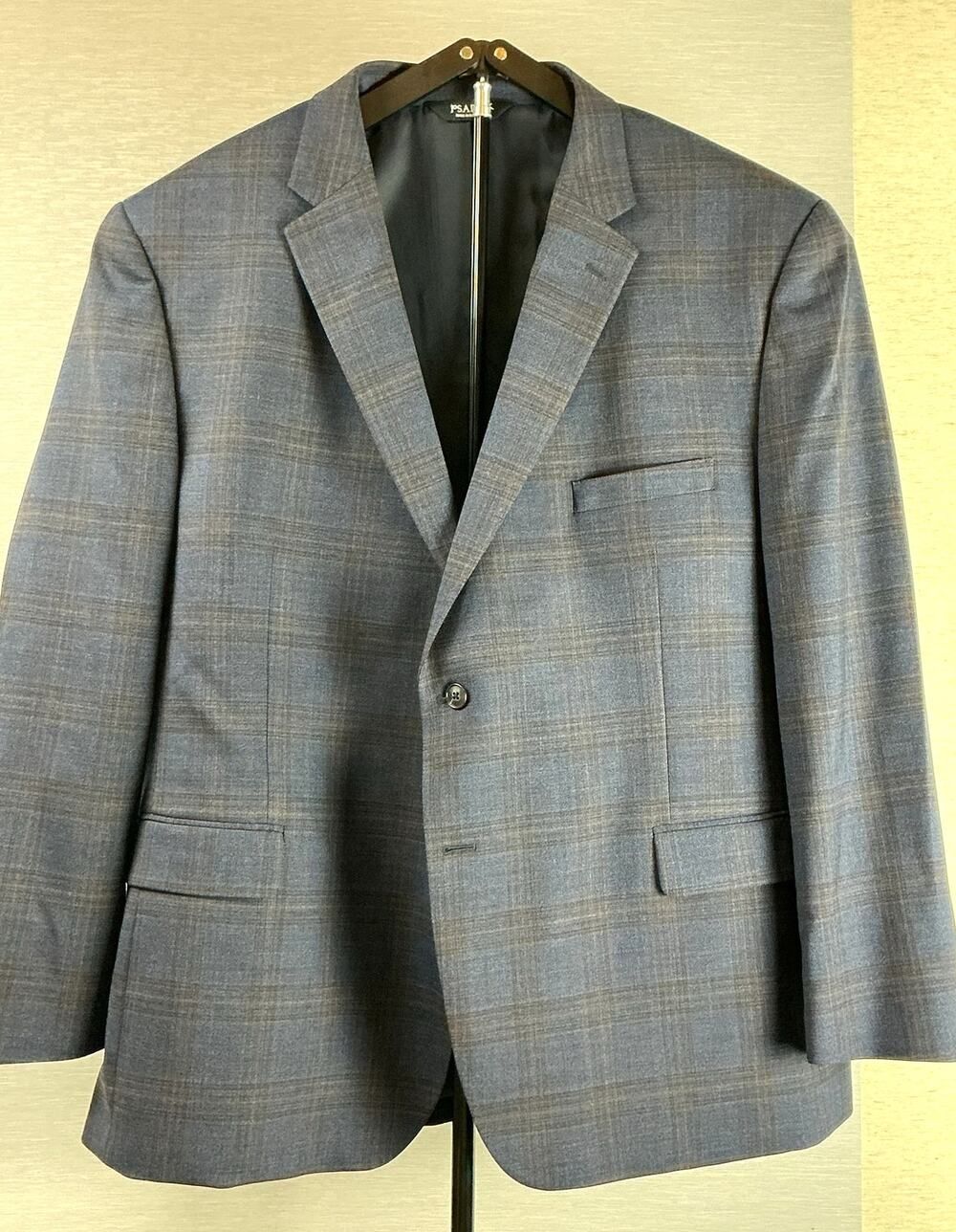 Jos. A. Bank Traveler Suit Jacket Blazer 52R Blue Plaid Wool Traditional Fit